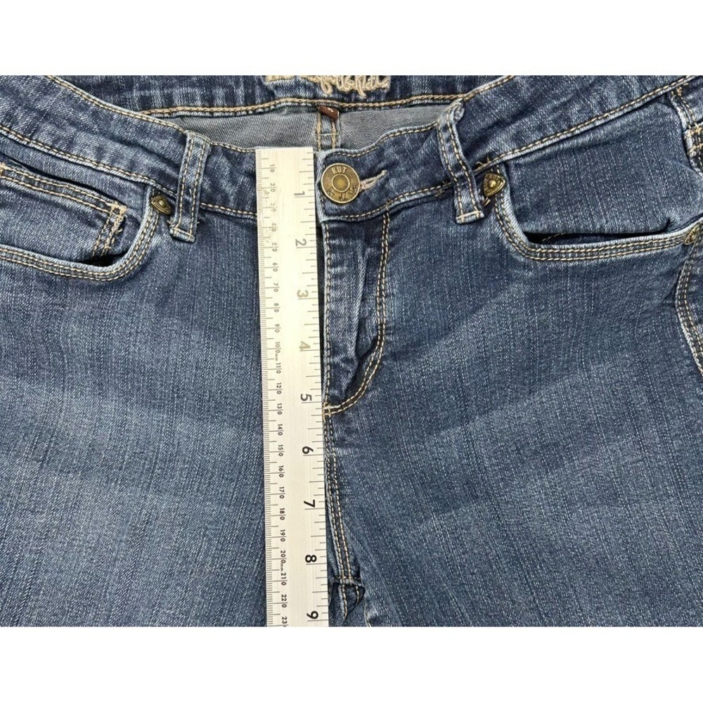Kut from the Kloth Button Flap Pocket Jeans Sz 6 Dark Wash Grunge Embroidered - Picture 9 of 10